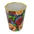 Plastic Polygon Flower Printed Open Top Waste Bin (B06-873-2)